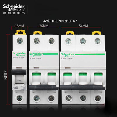 Acti9 MCB Schneider Electric Miniature Circuit Breaker 6 ~ 63A, 1P, 2P, 3P, 4P, DPN untuk distribusi listrik