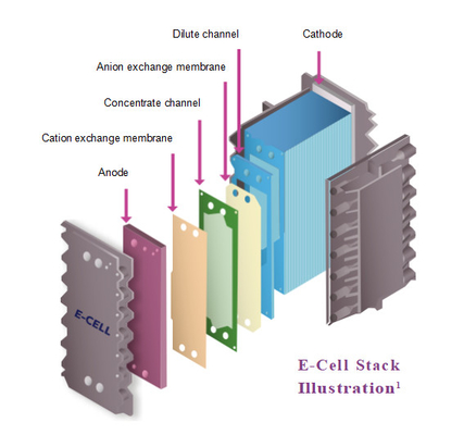 Veolia EDI E-Cell Stack E-Cell-3X air ultra murni Resistivitas ≥ 16 MOhm-cm Aliran nominal ≥ 5,0 m3/h (22 gpm)