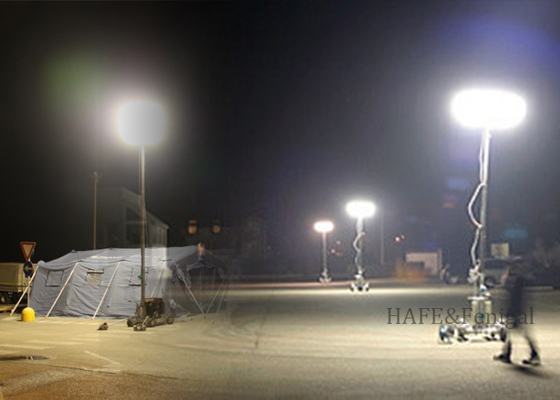200W Lampu Industri dan Penyelamat Luar Ruang, Lampu Balon Tripod Bebas Silau Disesuaikan