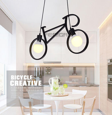 Kreatif LED Interior Sepeda Pendant Light 9w Untuk Kamar Tidur Balkon Hitam Putih