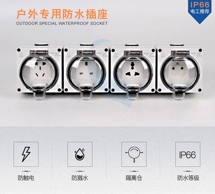 Kotak Plug Socket tahan air luar ruangan, kotak penutup soket dinding 2-3 Pin Fire Retardant